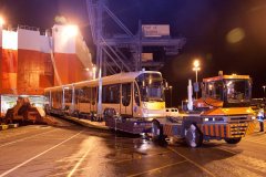 Special handling of Bombardier's FLEXITY Streetcar offloading at the Port of Tacoma